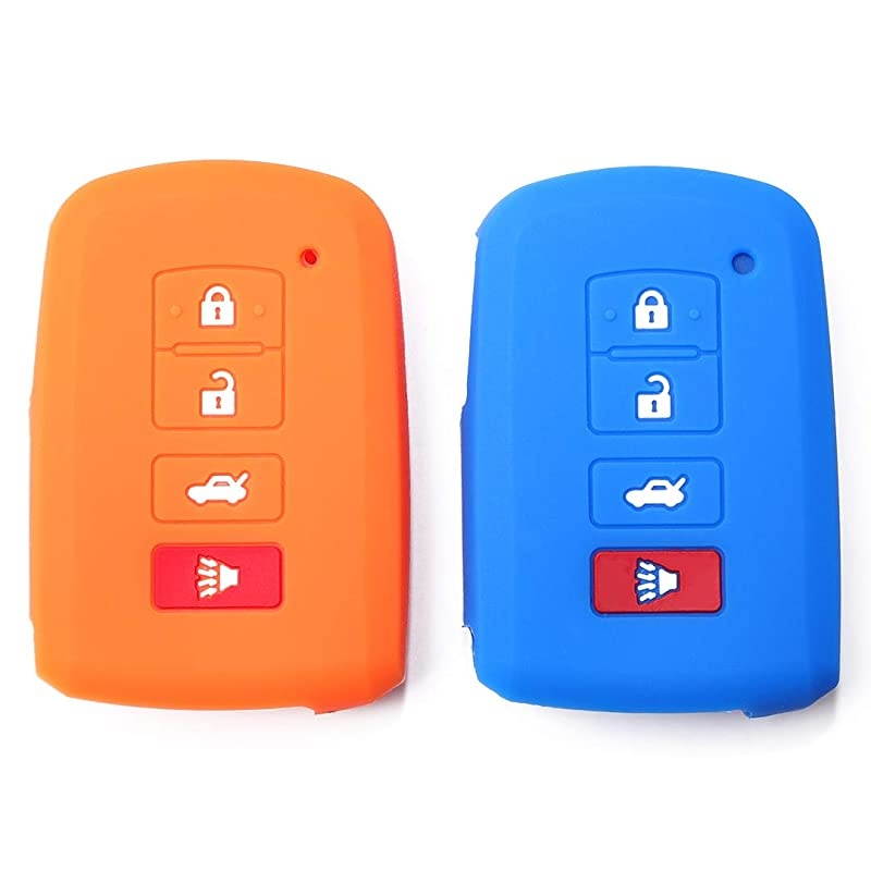 Blue Orange Silicone Key Fob Cover Fits Toyota RAV4 Corolla 2016 Rav4 Highlander 2018 2019