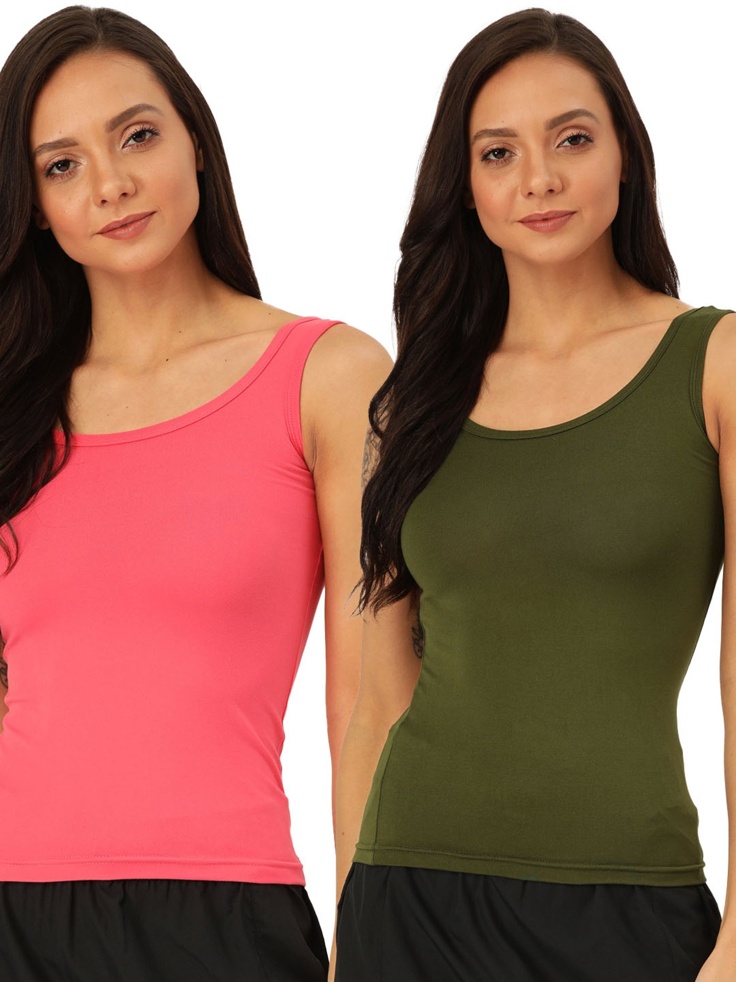 Lady Lyka Multicolor Cotton Camisole (Pack Of 2)
