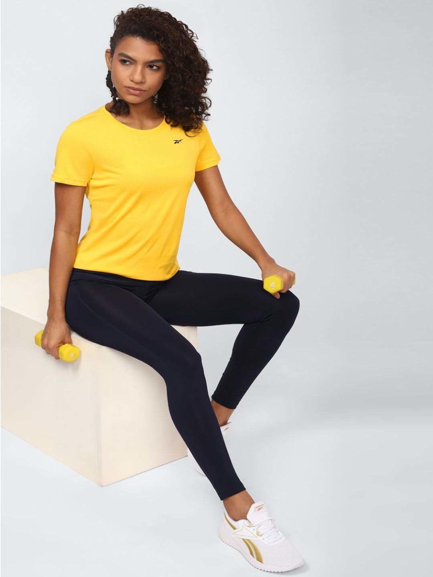 Reebok Yellow Cotton Sports T-Shirt