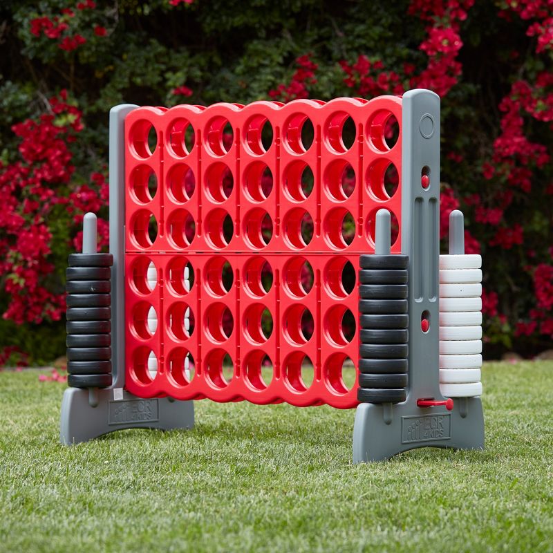 ECR4Kids Jumbo 4-to-Score Giant Game with Carry Bag, Lawn Game, Connect-All-4 - Red and Grey
