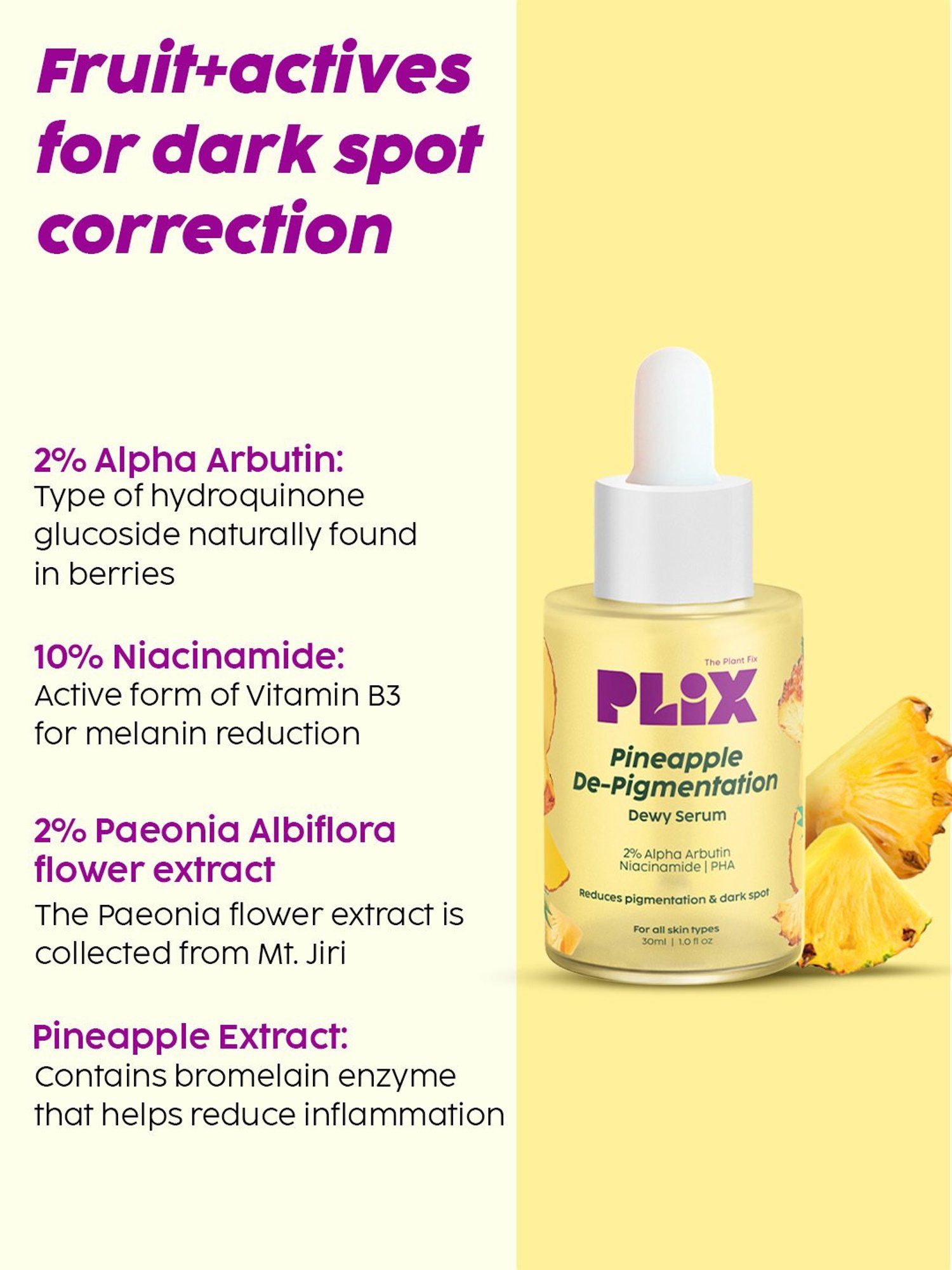 PLIX THE PLANT FIX Pineapple Underarm Polish Serum Spray & De-Pigmentation Dewy Serum Combo