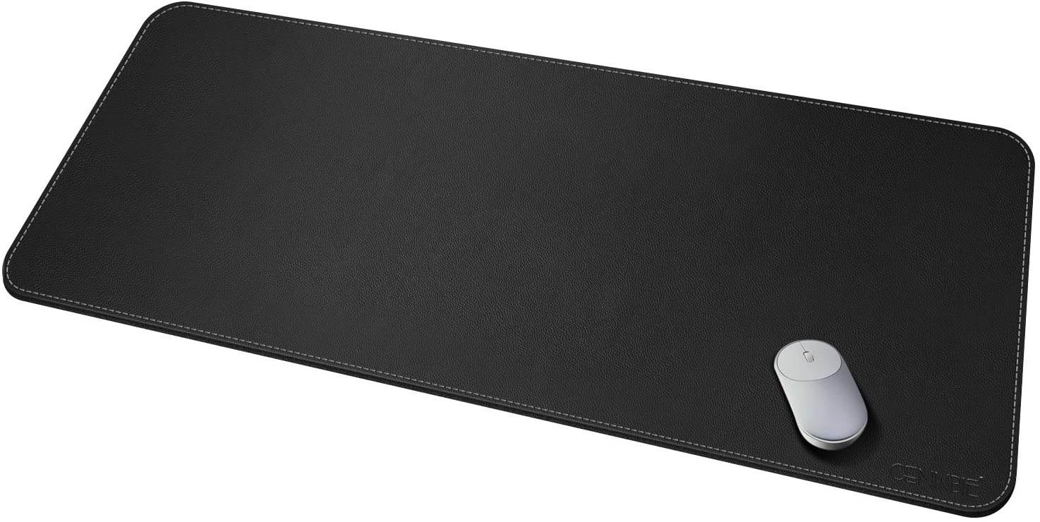 CENNBIE Extended Mega Size Professional Leather Desk Mat for Full Desk - Stitched Edges - 51" x 24" x 0.2" XXXL Large Mouse Pad (Black)