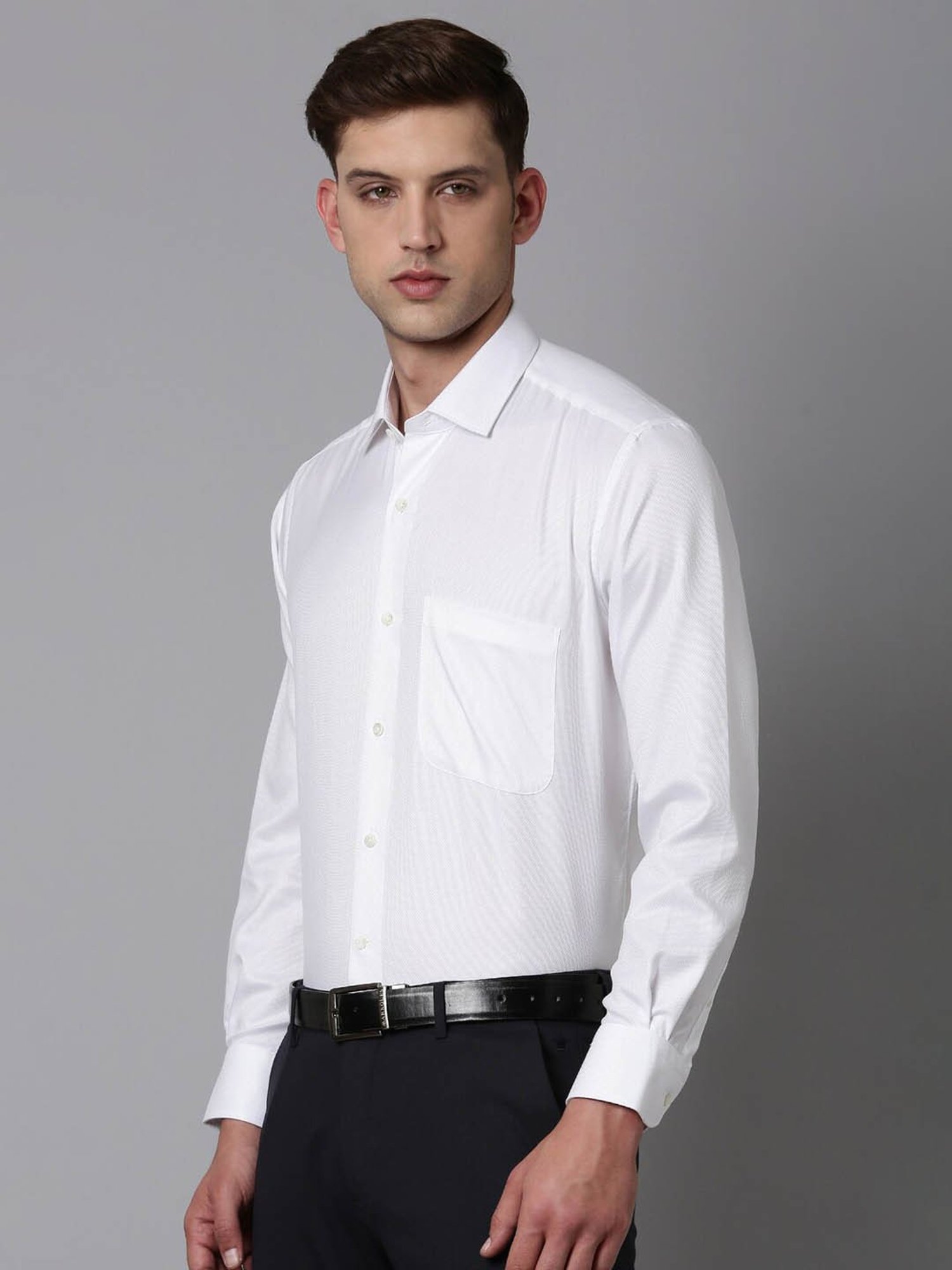 Luxure By Louis Philippe White Cotton Regular Fit Texture Shirt
