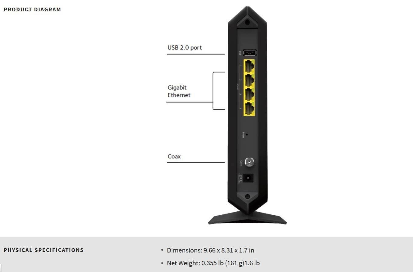 Convenient AC1900 (24x8) WiFi Cable Modem Router C7000, DOCSIS 3.0 | Certified for XFINITY by Comcast, Spectrum, Cox, and more (C7000-100NAS)