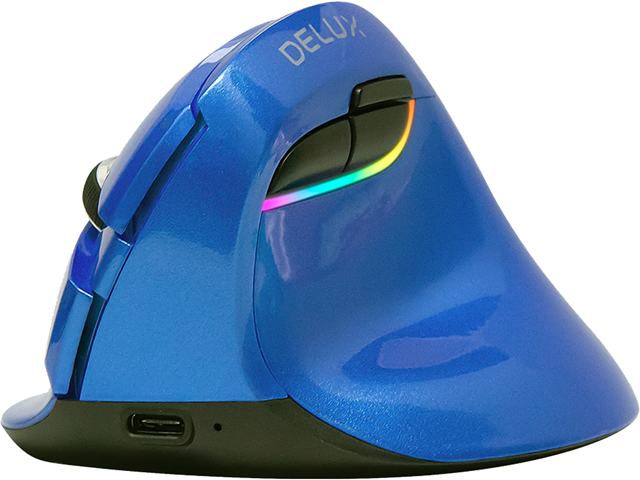 DELUX Wireless Small Vertical Mouse, Type-C Rechargeable Dual Mode Silent Ergonomic Mice with Bluetooth 4.0 and USB Nano Receiver, 4 Adjustable DPI and 6 Buttons (M618mini-White)