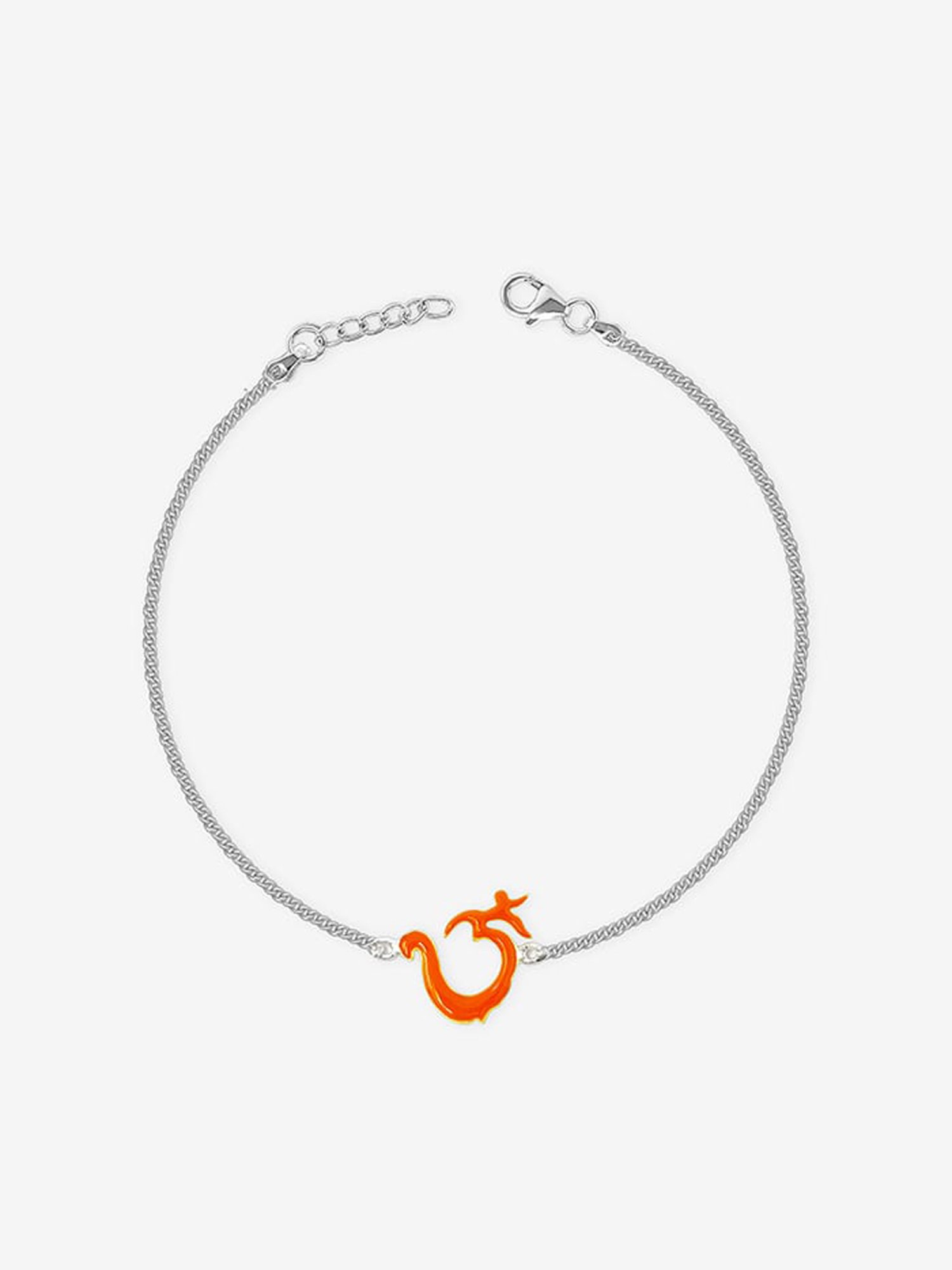 Touch925 Orange "OM" Rakhi cum Bracelet in Sterling Silver for Men