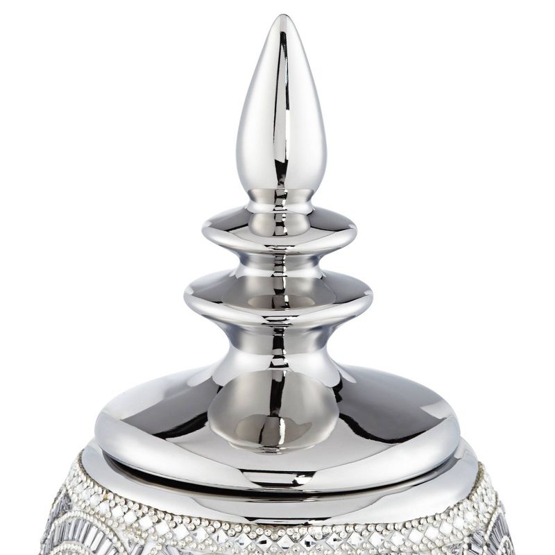 Dahlia Studios Silver 13" High Ceramic Decorative Jar with Lid