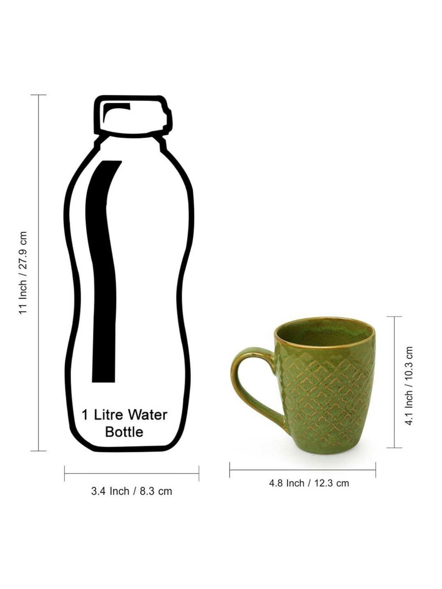 ExclusiveLane 'Moroccan Pistachio' Hand Glazed & Embossed Coffee Mug In Ceramic (300 ML, )