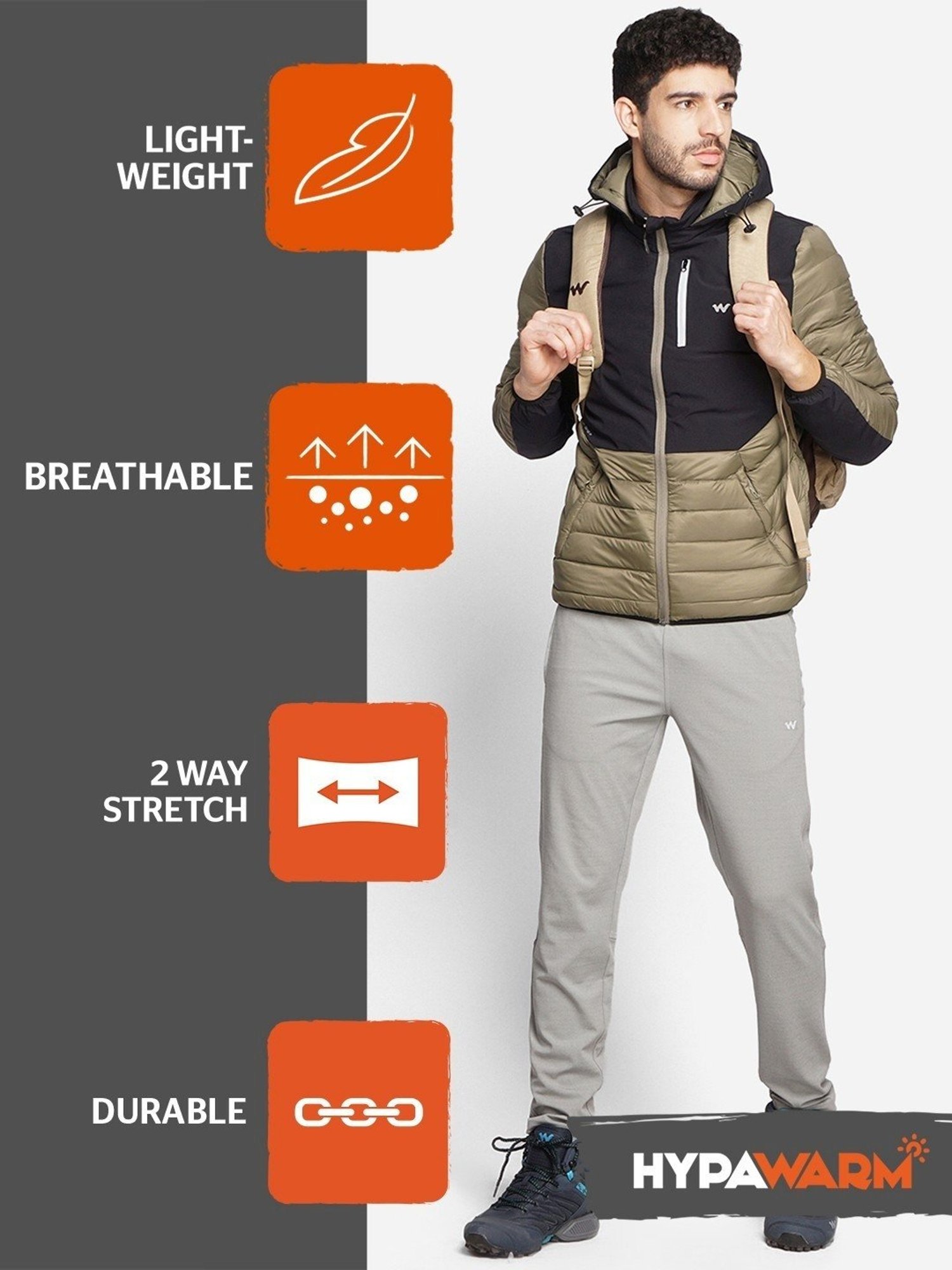 Wildcraft Olive Green Regular Fit Colour Block Hooded Jacket