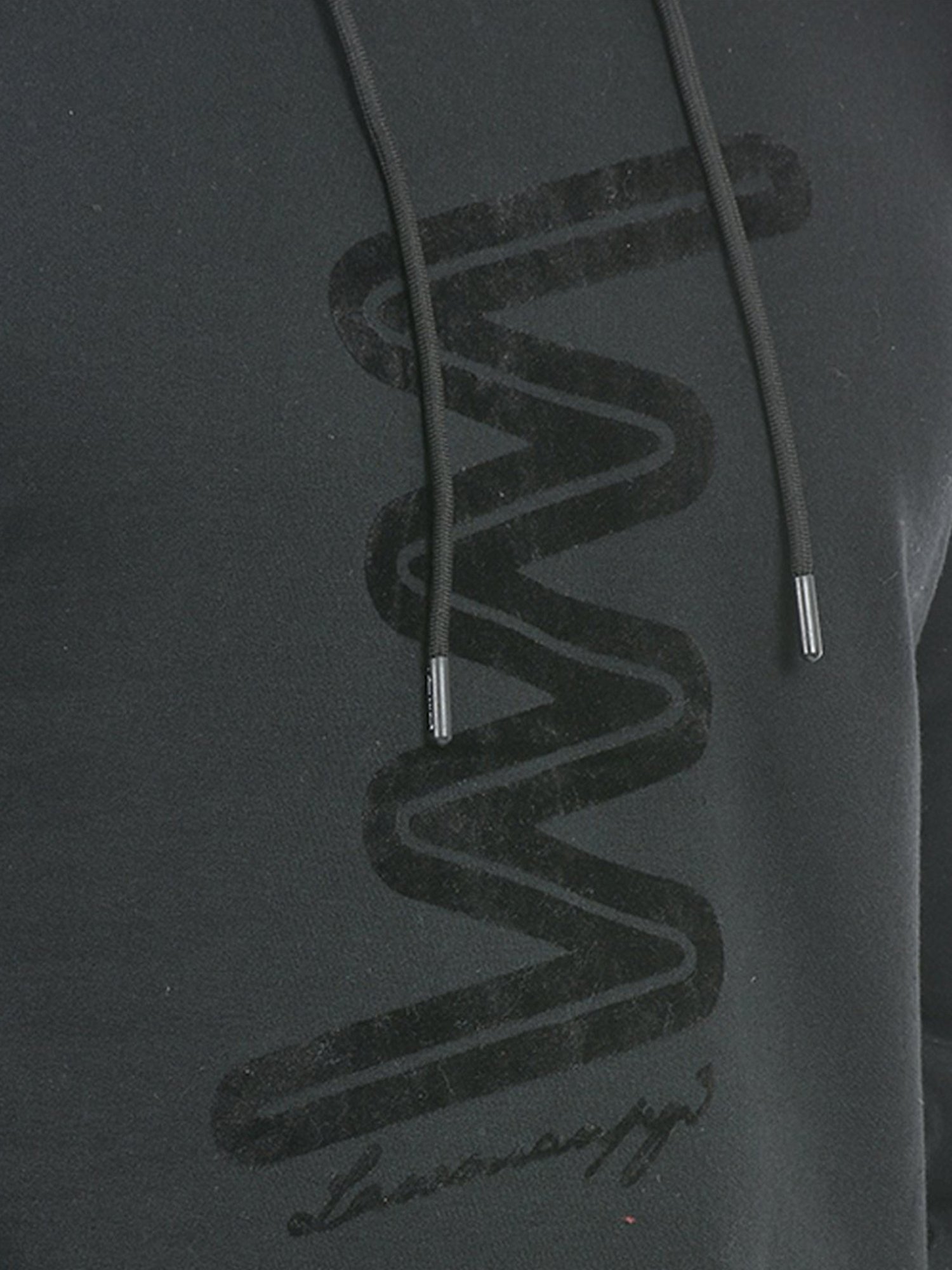 Lawman Black Cotton Regular Fit Printed Hooded Sweatshirts