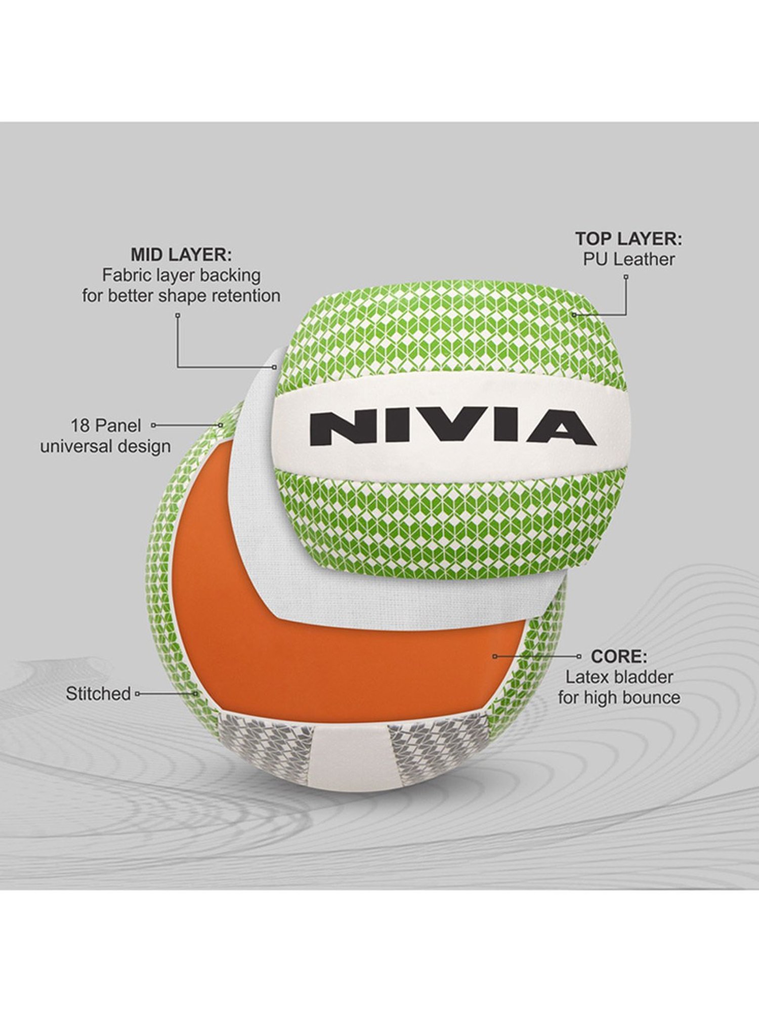 Nivia PU-5000 Volleyball (Green) Size - 4