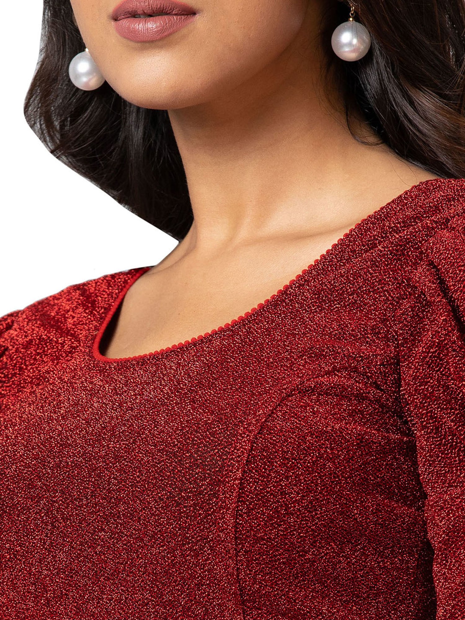 Salwar Studio Red Textured Readymade Blouse