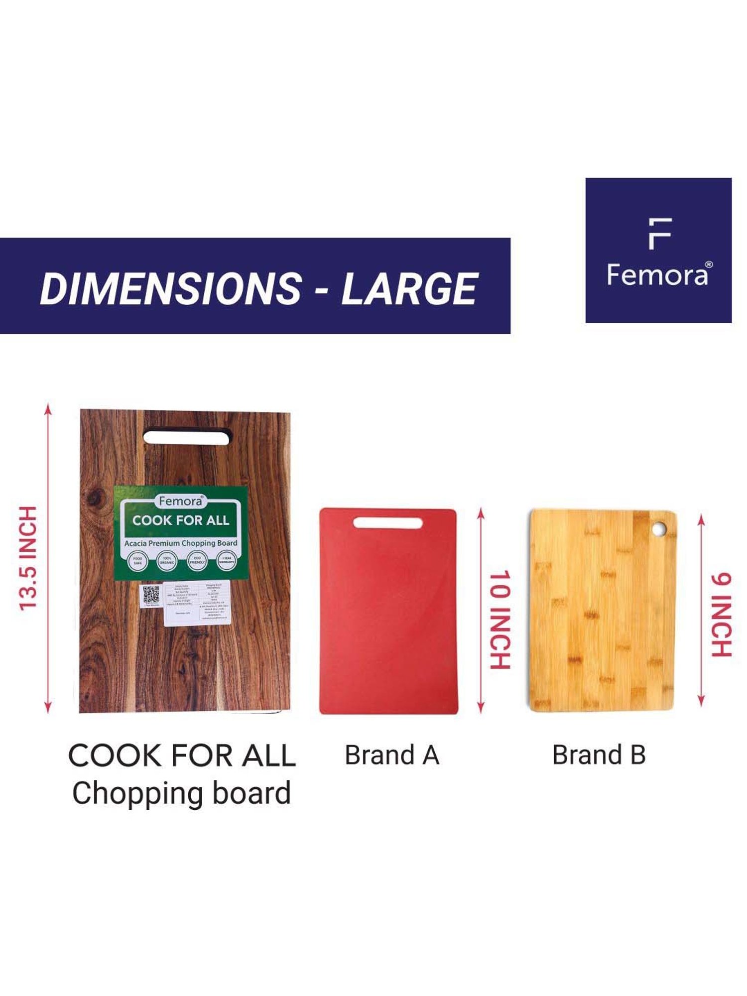 Crayton Beige & Brown Bamboo Chopping Board - Set of 1