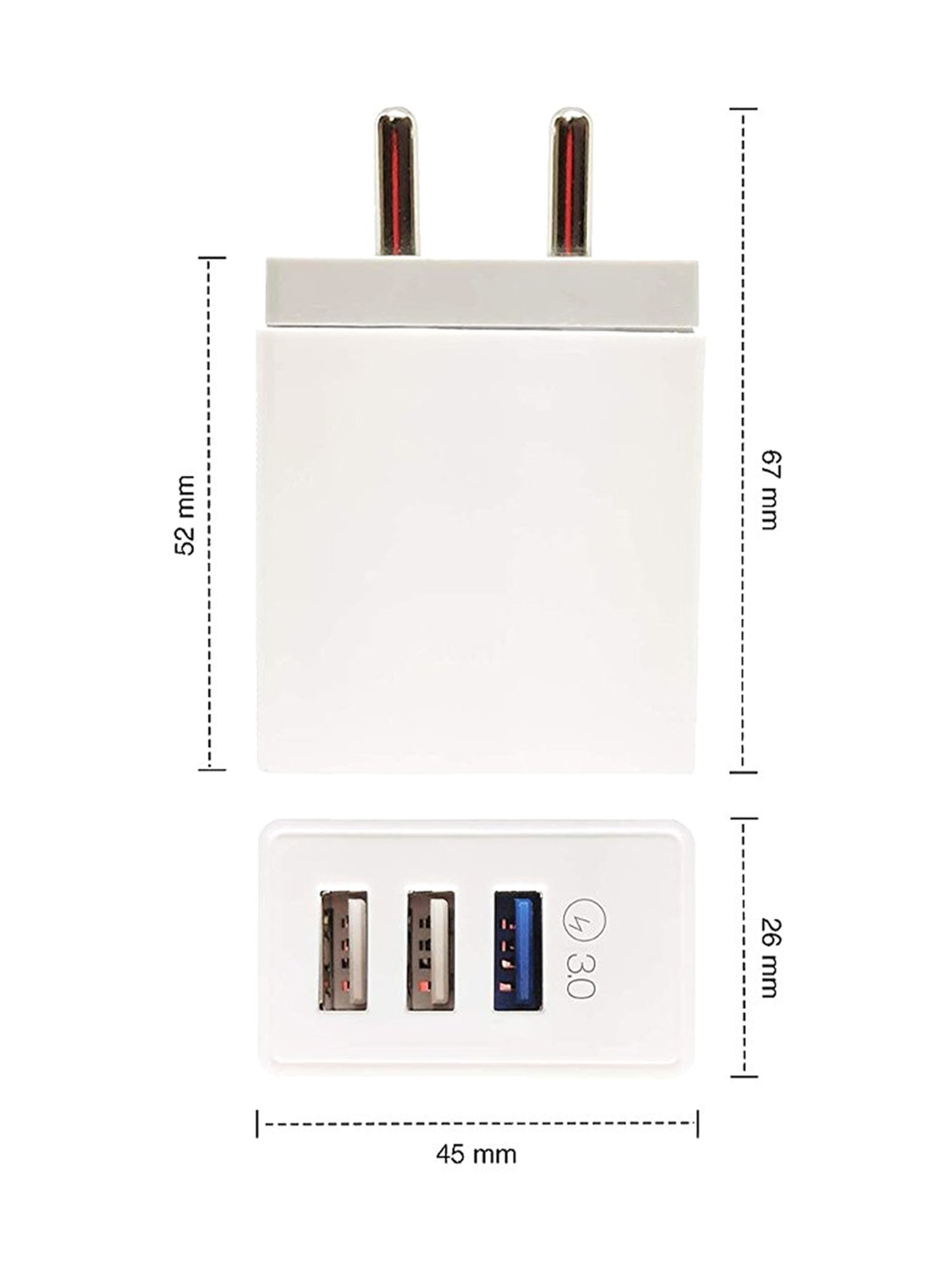 LCARE QC 3.0 USB 03 Port Charger Without Cable