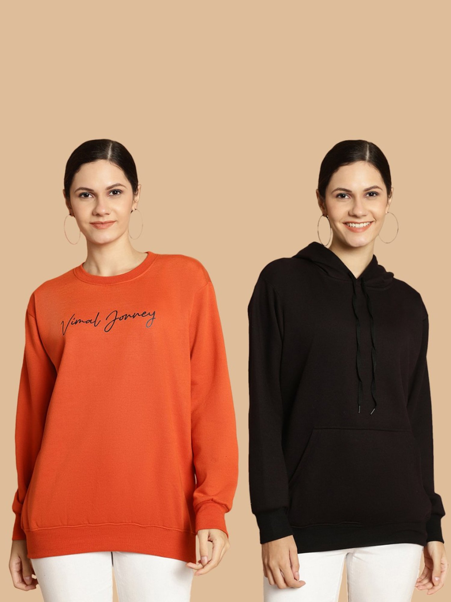 Vimal Jonney Rust & Black Printed Sweatshirt - Pack Of 2