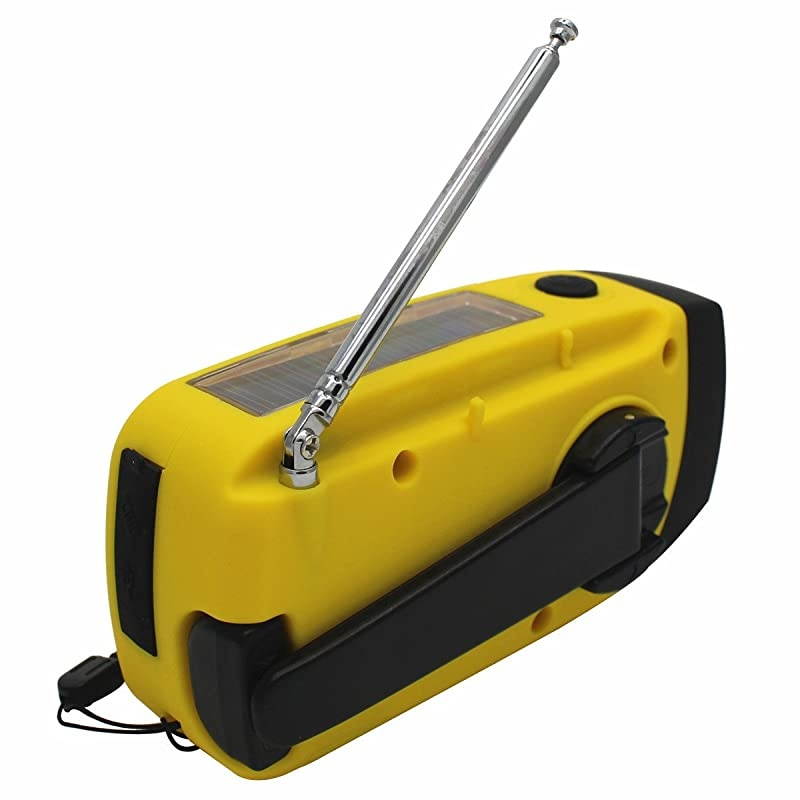 Upgraded Version IS-088U+ Dynamo Solar Hand Crank Self Powered AM/FM/NOAA Weather Radio with LED Flashlight and 1000mAh Emergency Power Bank (Yellow)