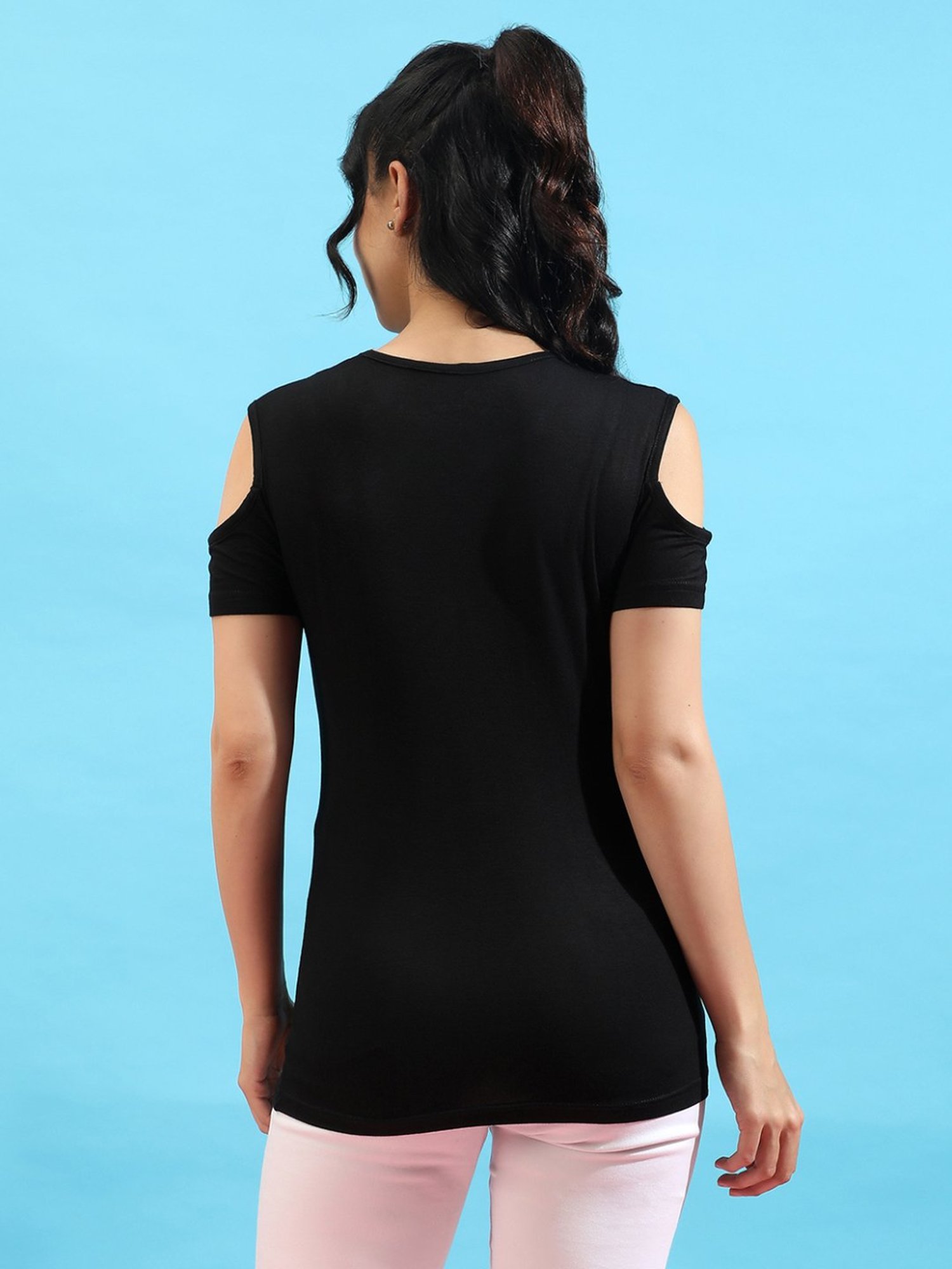 Campus Sutra Black Printed Top