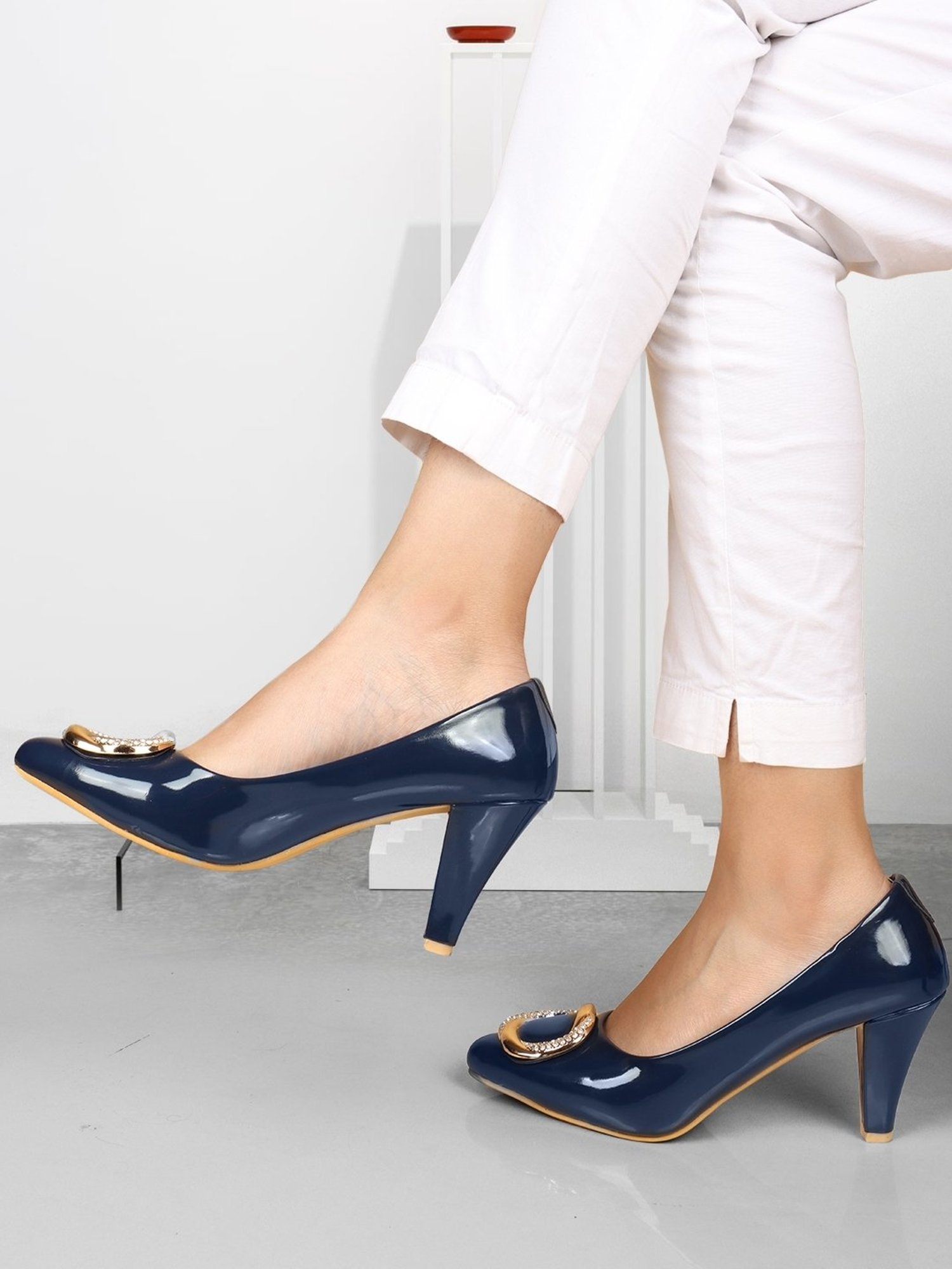 Elle Women's Blue Stiletto Pumps