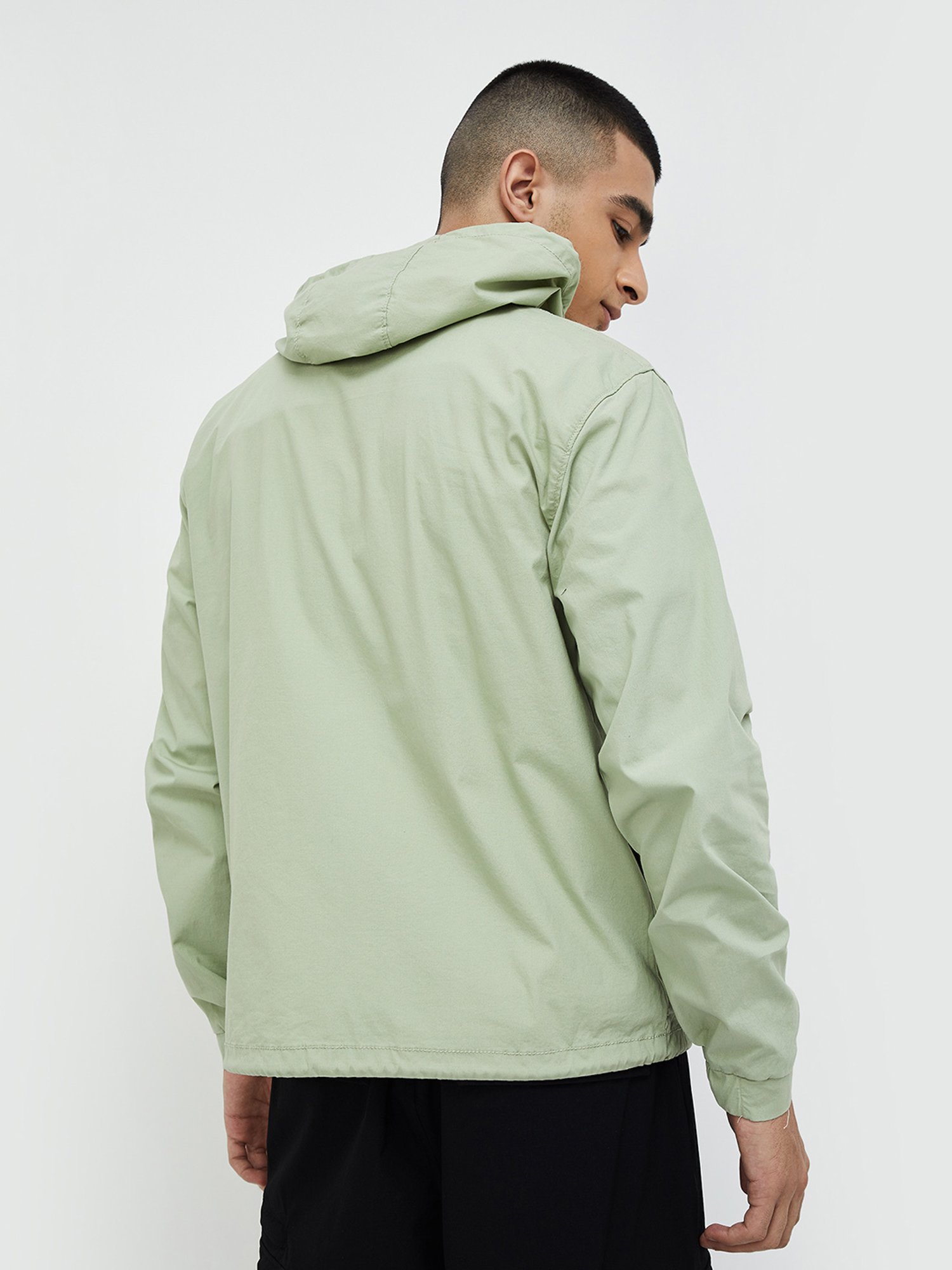 Forca by Lifestyle Sage Green Regular Fit Hooded Jacket
