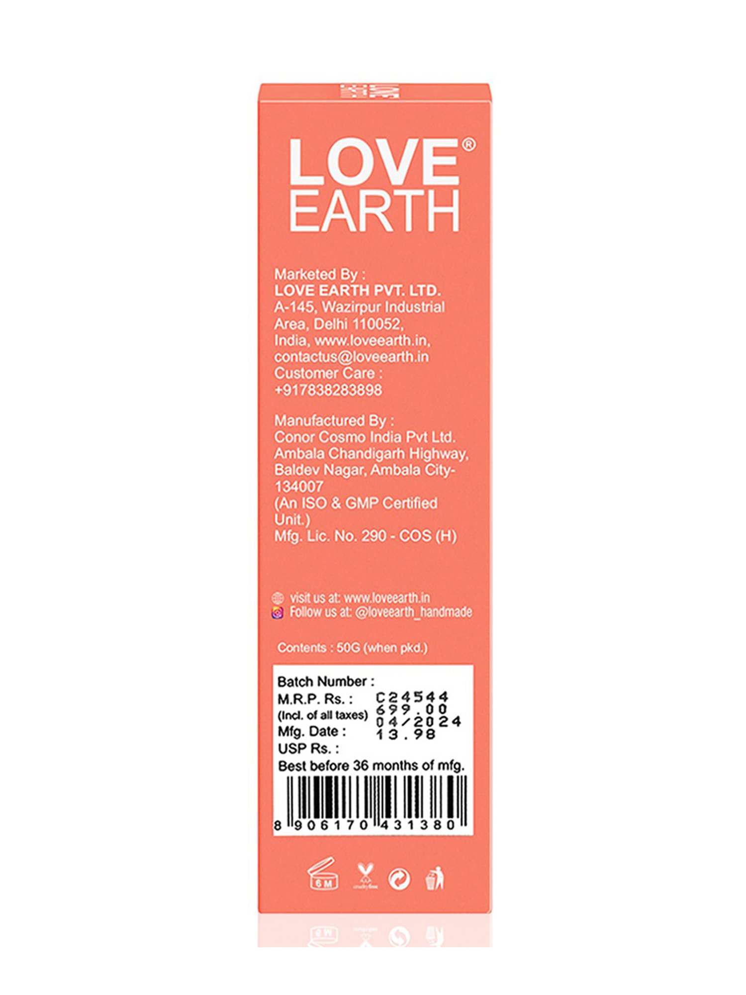 Love Earth Mineral Sunscreen SPF 50 PA++++ - 50 gm