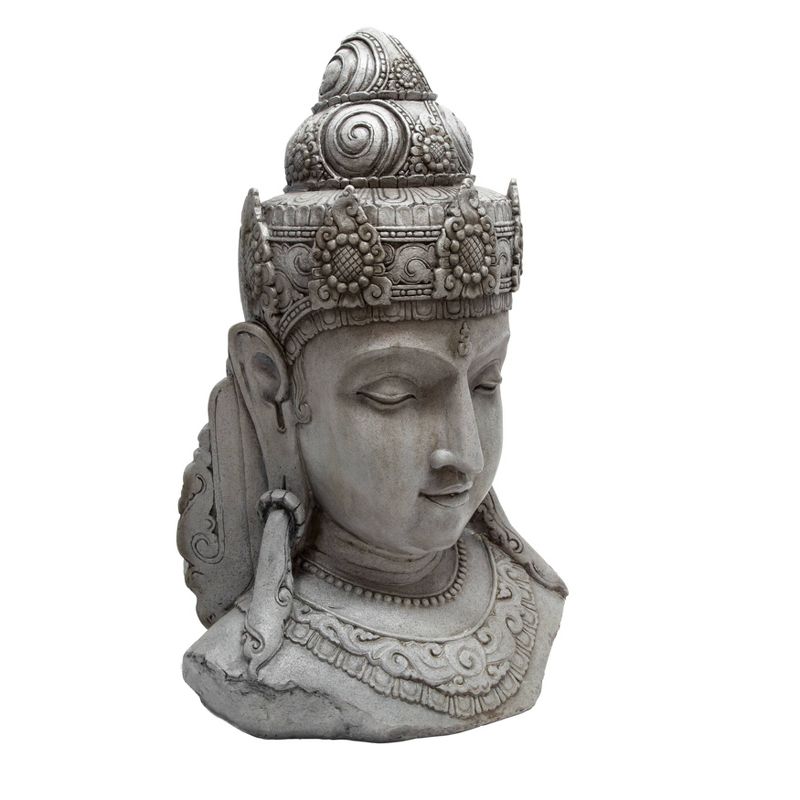 33" Resin Buddha Head Figurine Gray - Sagebrook Home