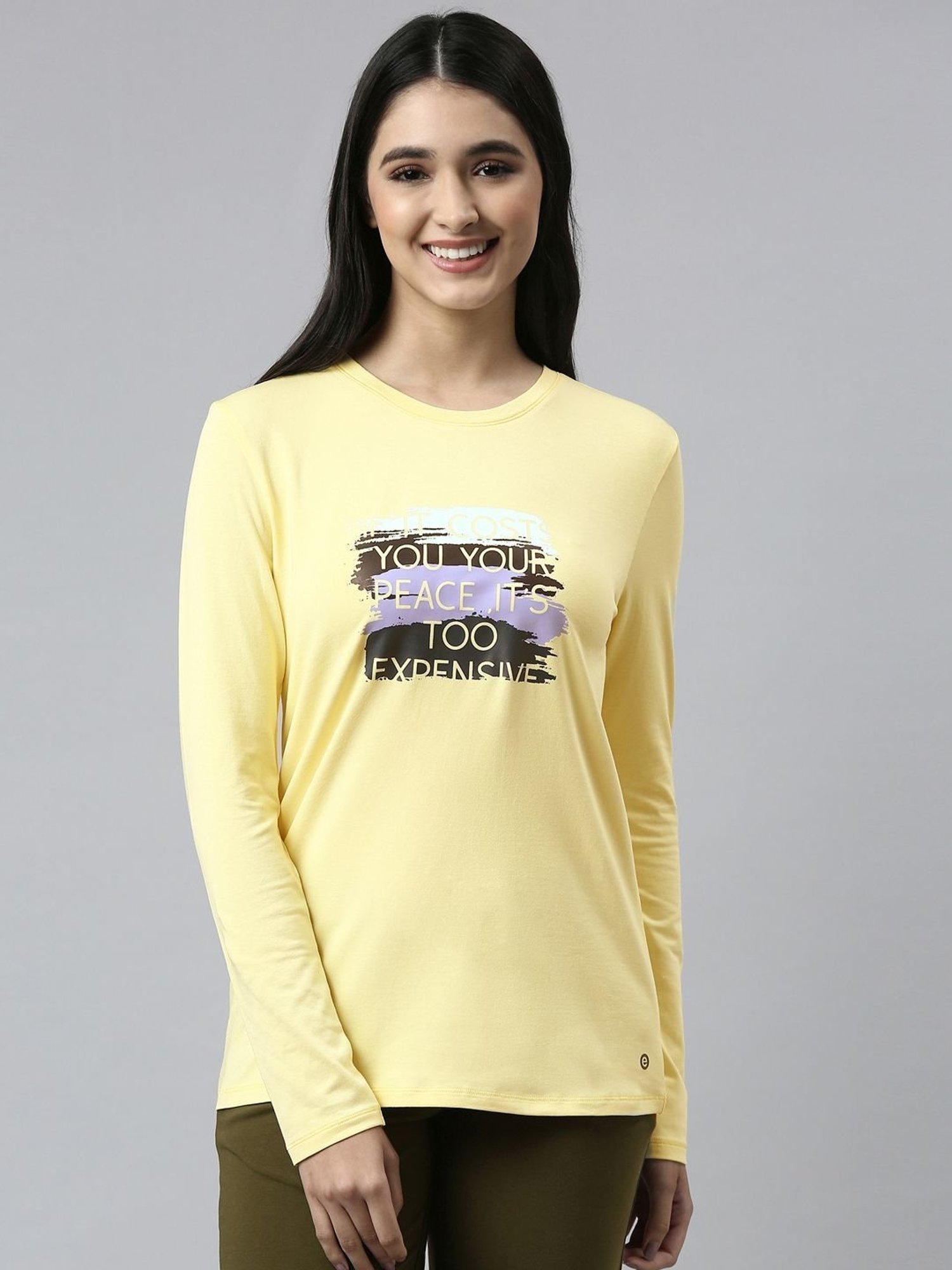 Enamor Yellow Graphic Print T-Shirt