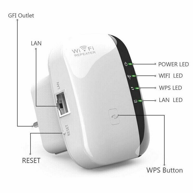 WiFi Extender Range Repeater 300Mbps Wireless Internet Signal Booster 2.4GHz Network Blast, Cover Long Range and Eliminate WiFi Dead Spots High Compatibility Upgraded Firmware