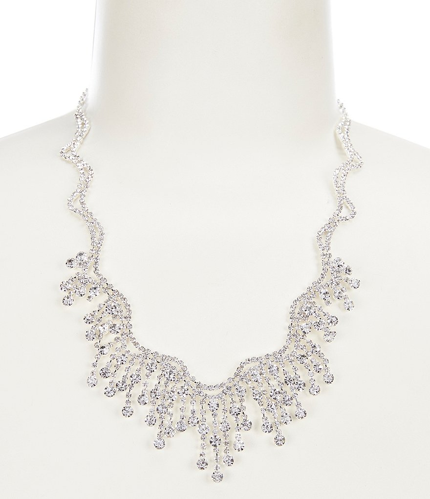 Cezanne Crystal Fringe Waves Necklace