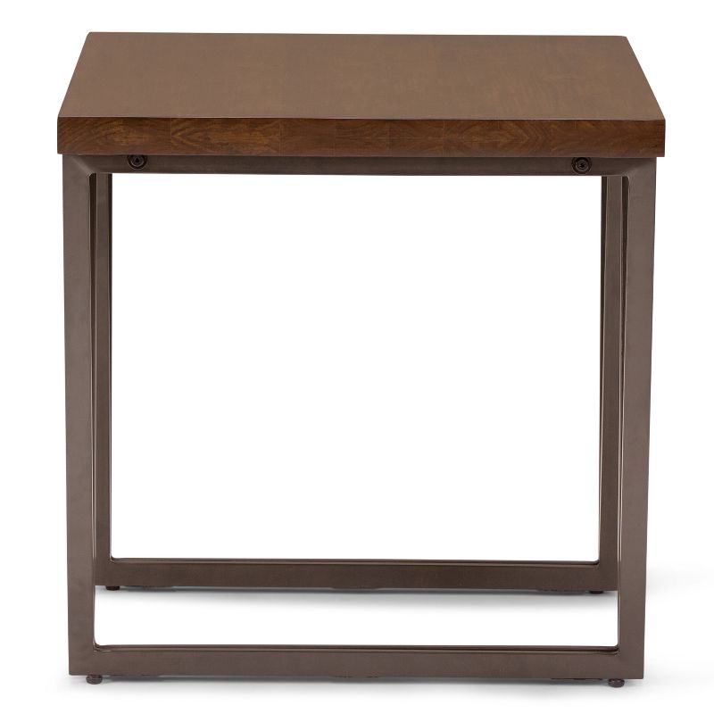 24" Travis Solid Wood End Table Natural Aged Brown - WyndenHall
