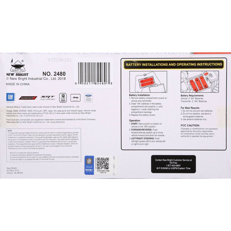 New Bright Radio Control Toy Vehicles - Chevy Camaro - 1:24 Scale