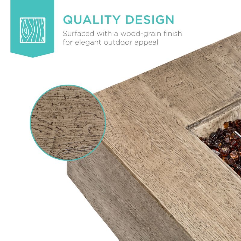 Best Choice Products 48x27in 50,000 BTU Patio Propane Fire Pit Table, Side Table Tank Storage w/ Wood Finish, Pit Cover