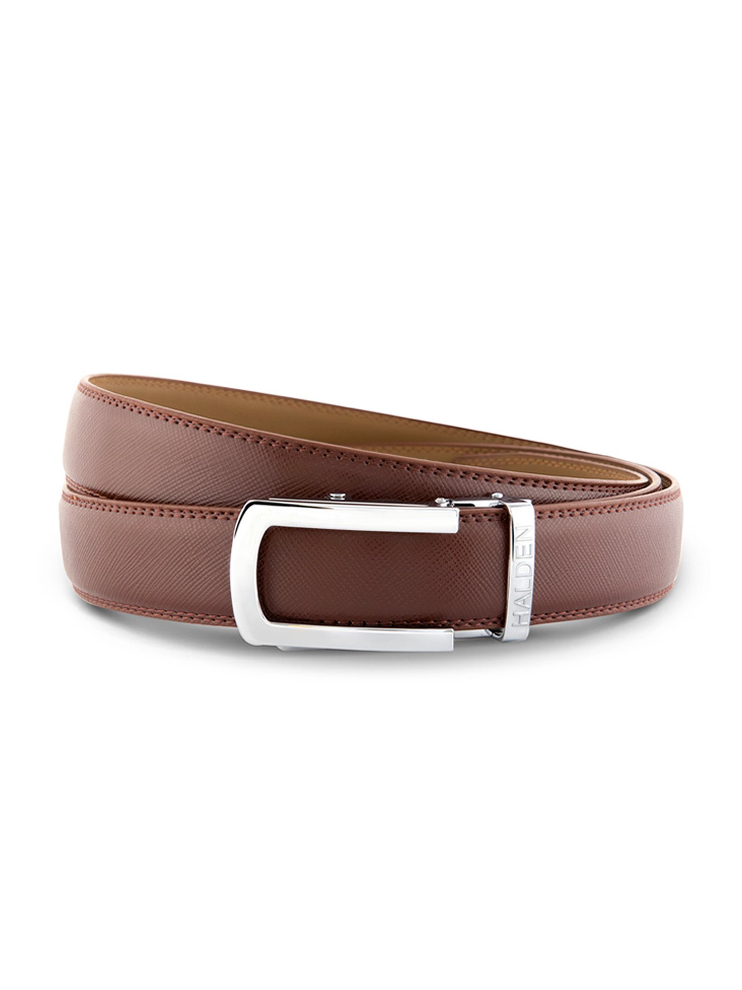 Halden Brown Vellano Formal Belt With Classic Silver Glossy Buckle