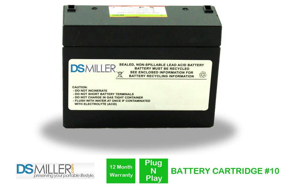 DSMiller UPS Replacement Battery Pack for APC RBC10 Cartridge #10 - Leakproof Plug and Play Battery. Pre-charged, plug and play ready with all required connectors and fuses. Assembled in the USA.