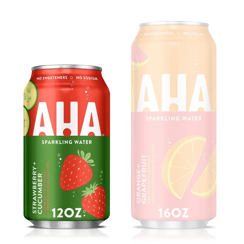 AHA Strawberry + Cucumber Sparkling Water - 8pk/12 fl oz Cans