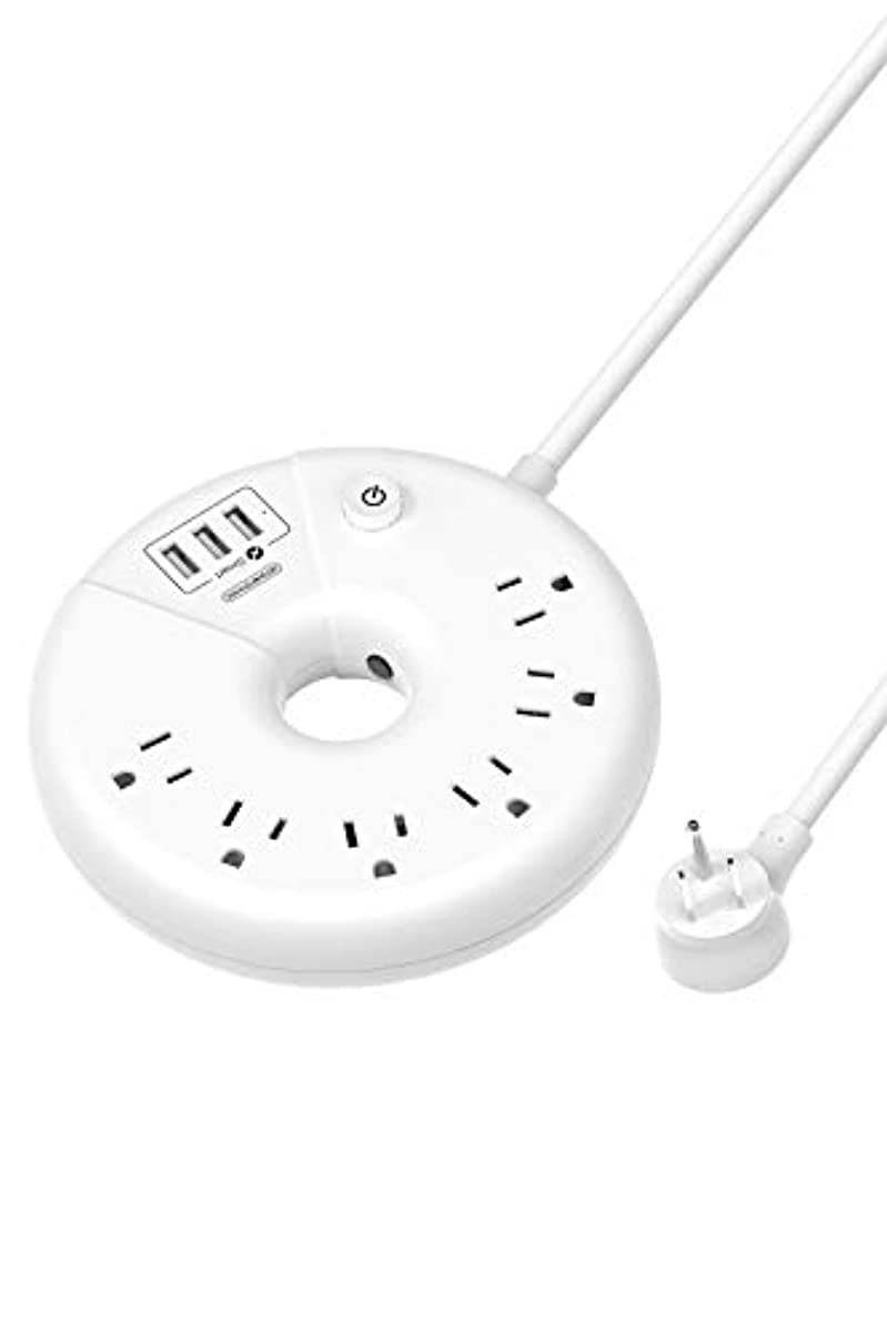 Power Strip with USB, NTONPOWER Flat Plug Power Strip, 6 Outlets & 3 USB Ports, 6 ft Extension Cord, Wall Mount, Desktop Charging Station for Home, Dorm Room, Office and Nightstand-White