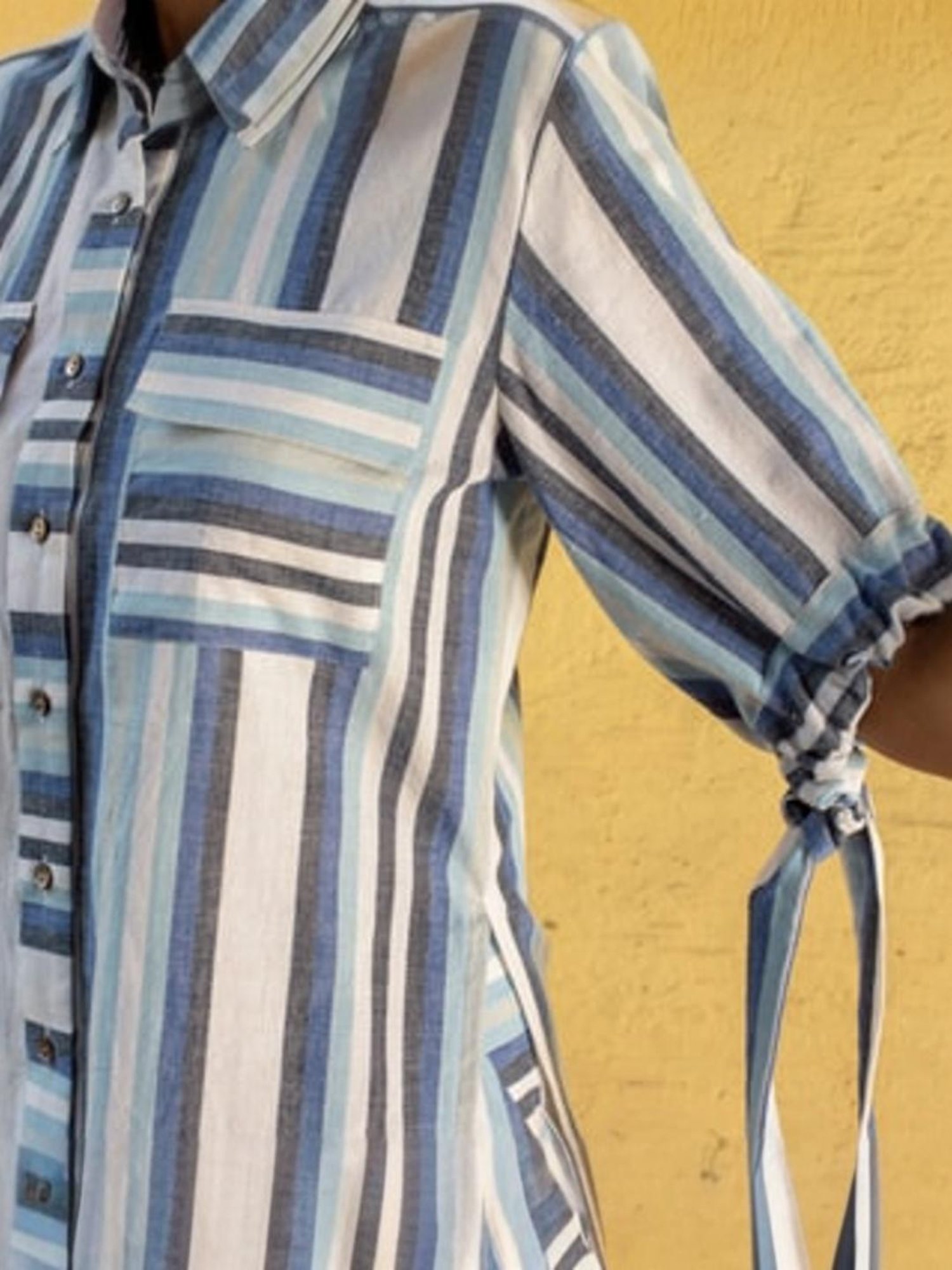 Anushe Pirani Blue & White Fika Safari Shirt