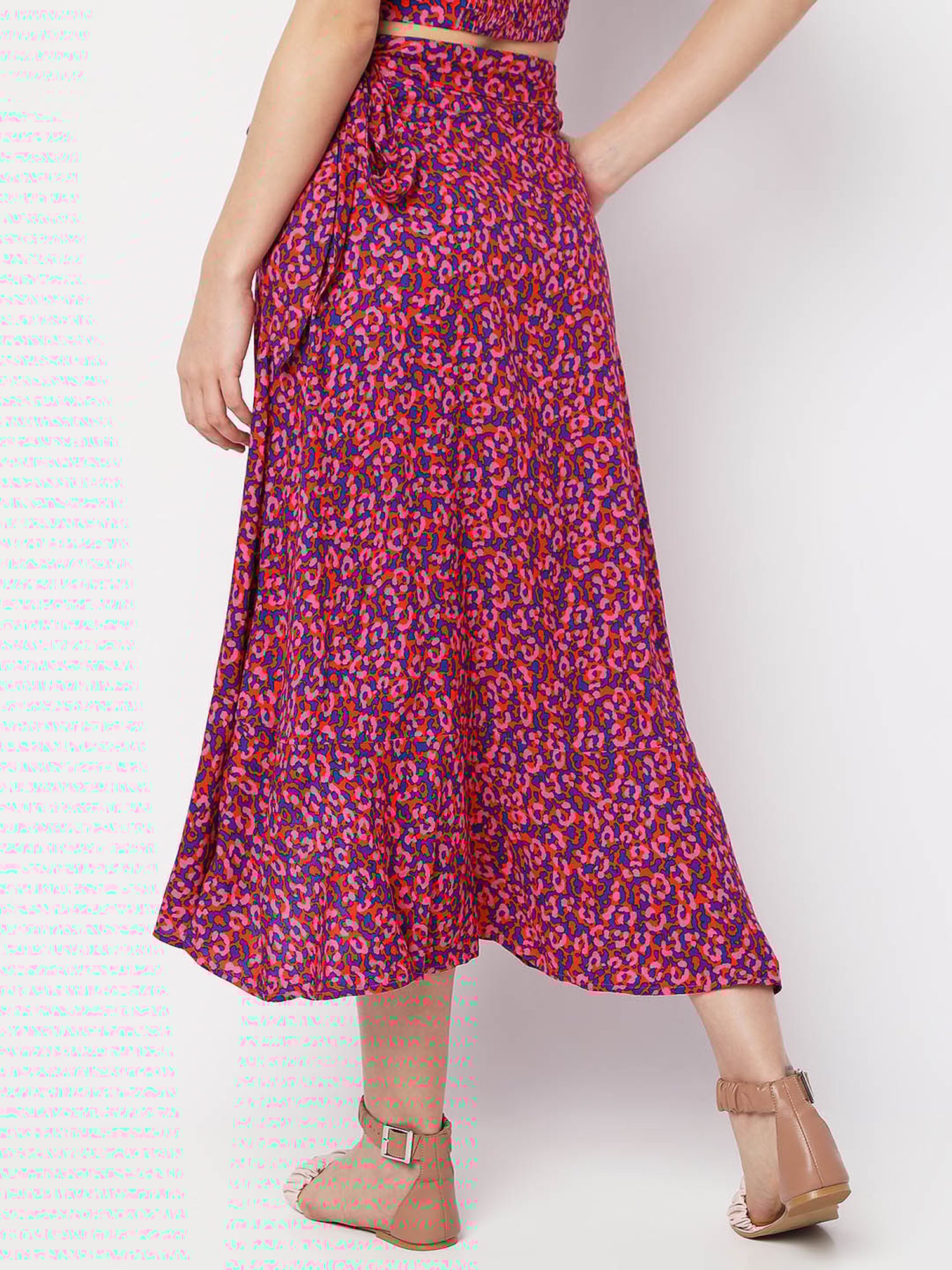 Vero Moda Pink & Blue Printed Skirt