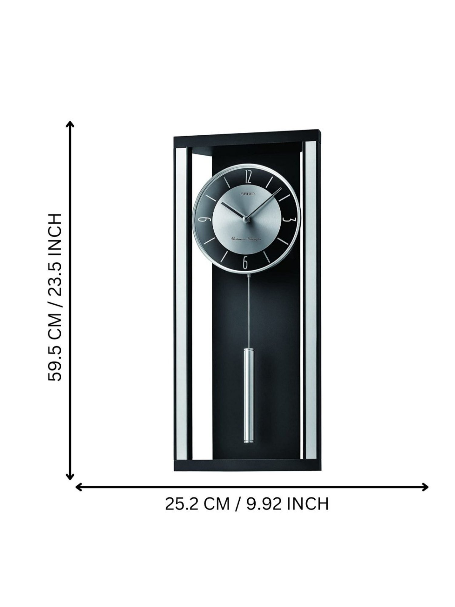 SEIKO stylish black & silver wood wall clock