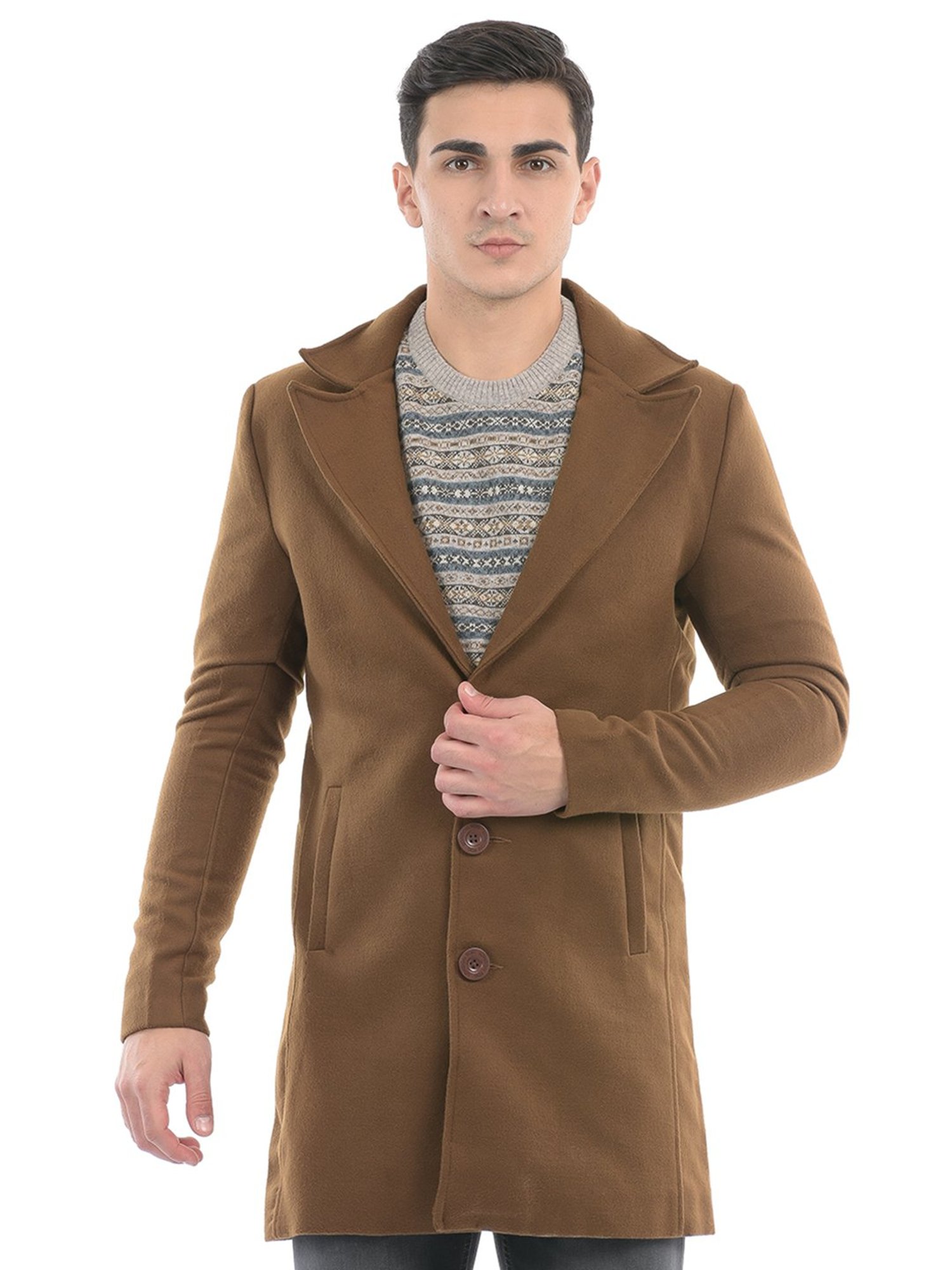 London Fog Brown Regular Fit Overcoat