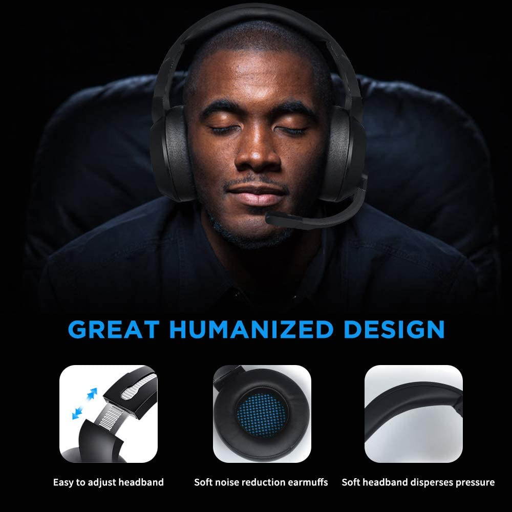 USB Gaming Headset with 7.1 Surround Sound Stereo, USB Headphones with Noise Canceling Mic & RGB Light, Compatible with PC, PS4 Console, Laptop