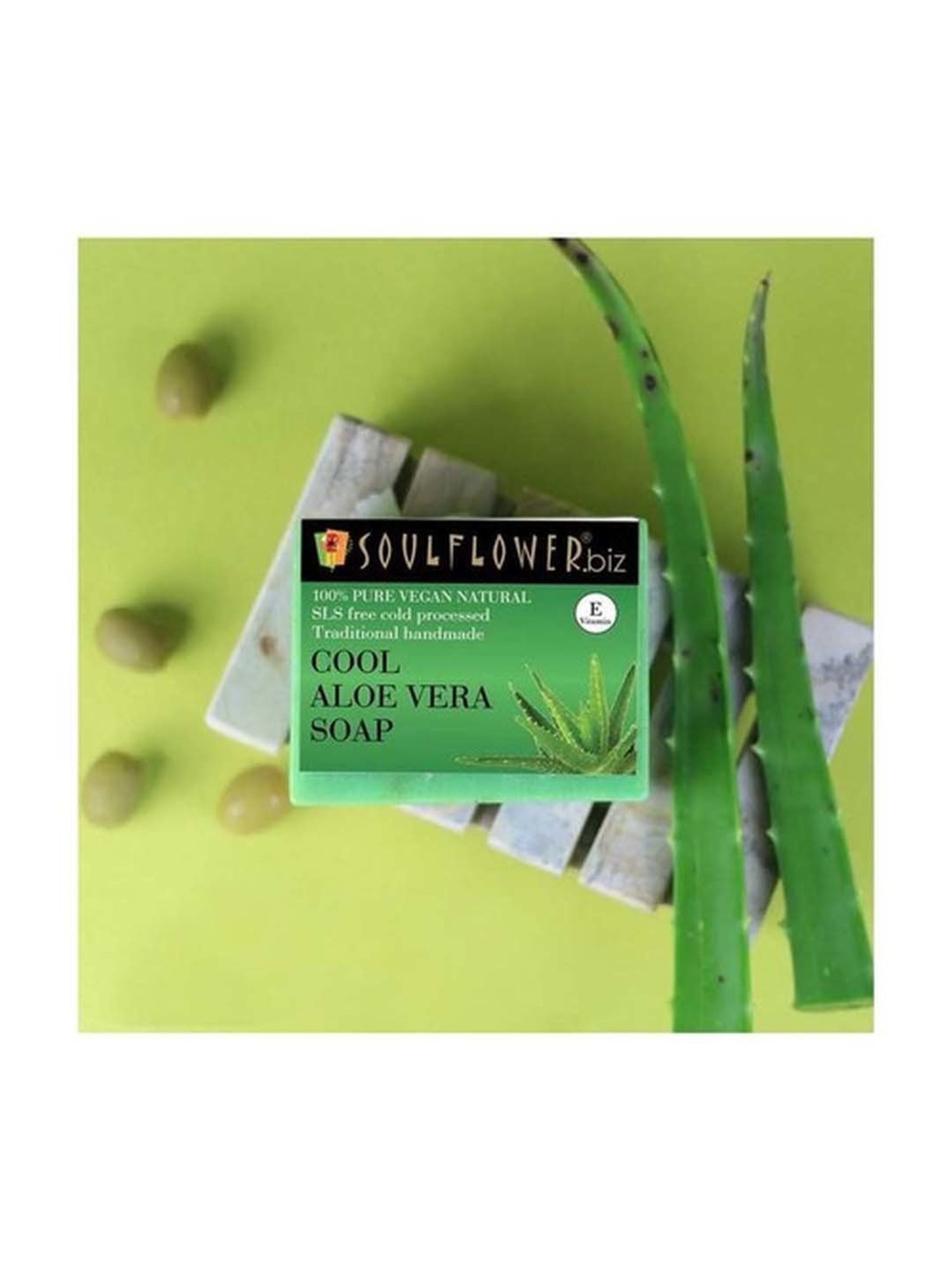 Soulflower Cool Aloe Vera Soap - 150 gm