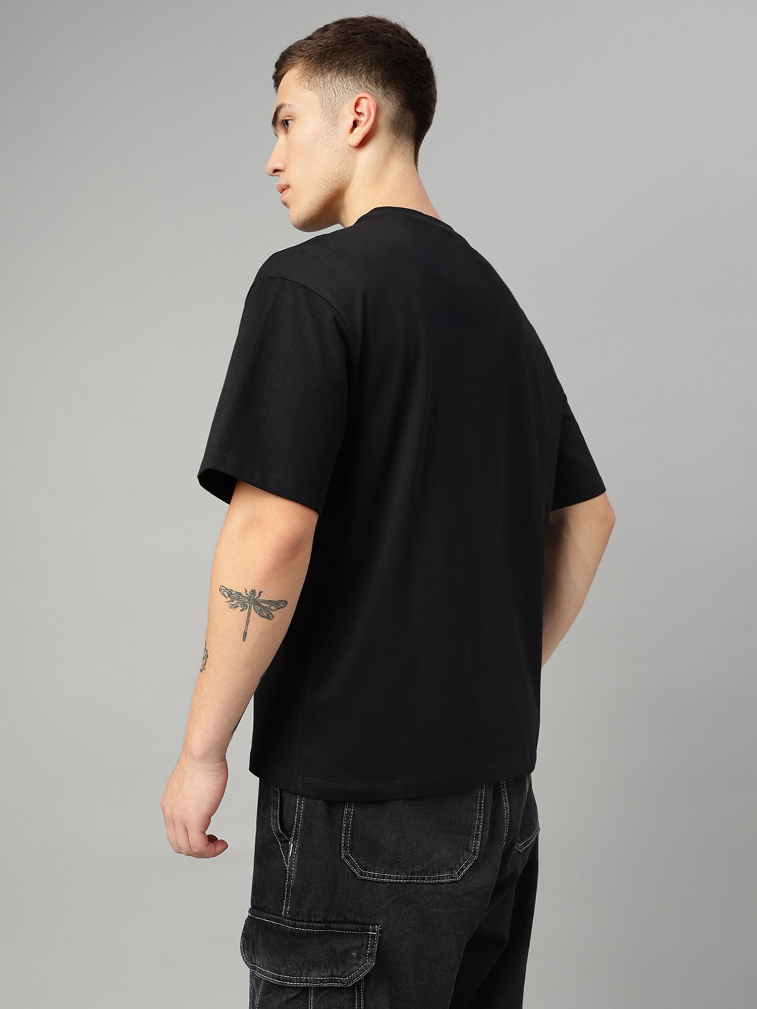 Free Authority Black Loose Fit House Of Dragon Print T-Shirt