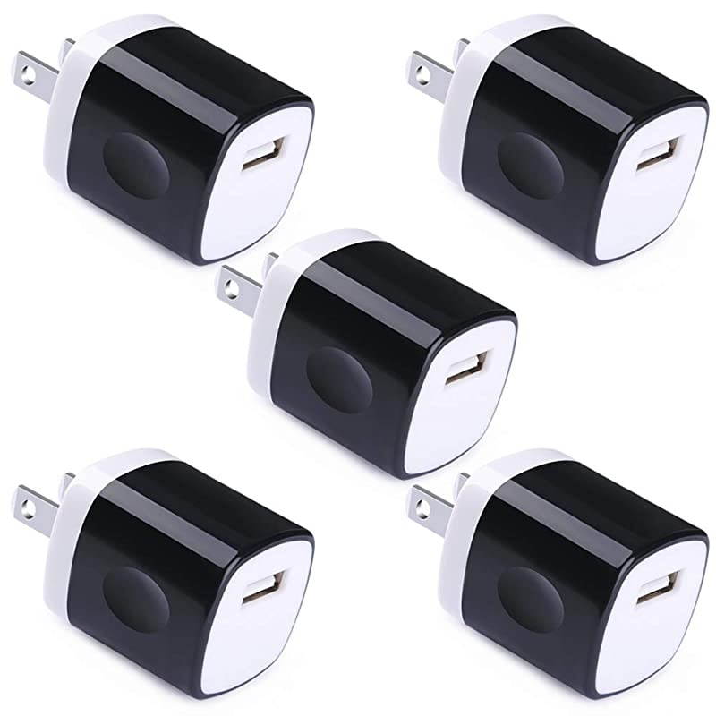 USB Wall Charger, Charging Block,  5 Pack 1A 5V One Port Power Adapter Plug Cube Box Compatible Phone 12Pro XR SE X 8 7 6S 6 5, Galaxy S21 Ultra S10/9/8/7, Note 20/9/8 S7,V60 G8 G5,Nexus,Moto Z3