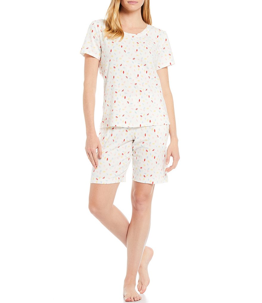 Sleep Sense Umbrella Print Jersey Knit Coordinating Bermuda Shorts