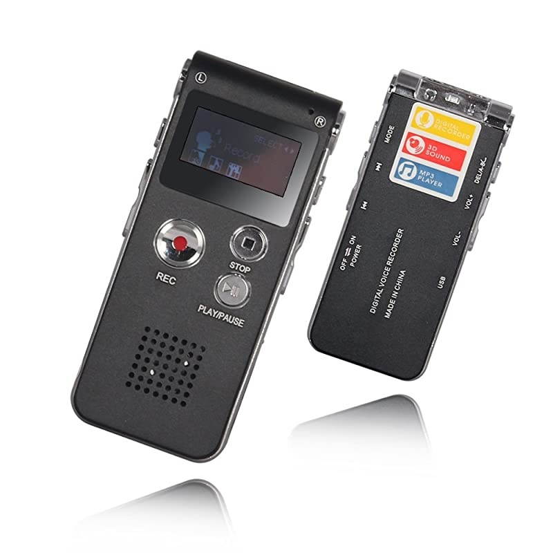 Digital Voice Recorder 8GB Audio Voice Activated MP3 Player with Android USB Port Multifunction Recorder Dictaphone with Builtin Speaker BlackWhite