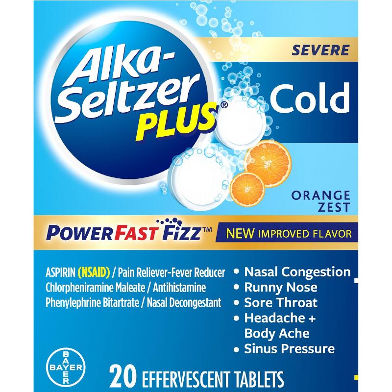 Alka-Seltzer Plus NSAID Cold PowerFast Fizz Tablets - Orange Zest - 20ct