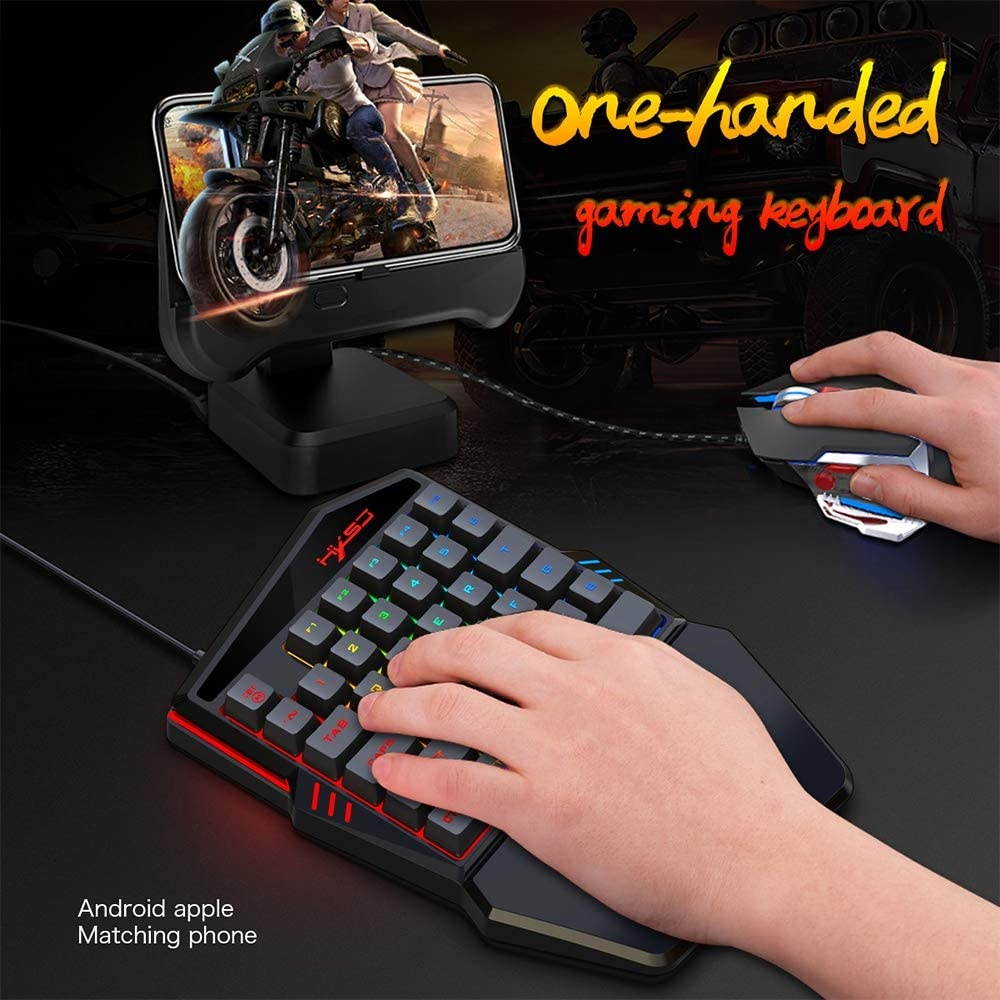 Docooler HXSJ One-Handed Membrane Keyboard 35 Keys with Backlight Single Hand Gaming Keyboard Ergonomic Design and Anti-Ghost Button