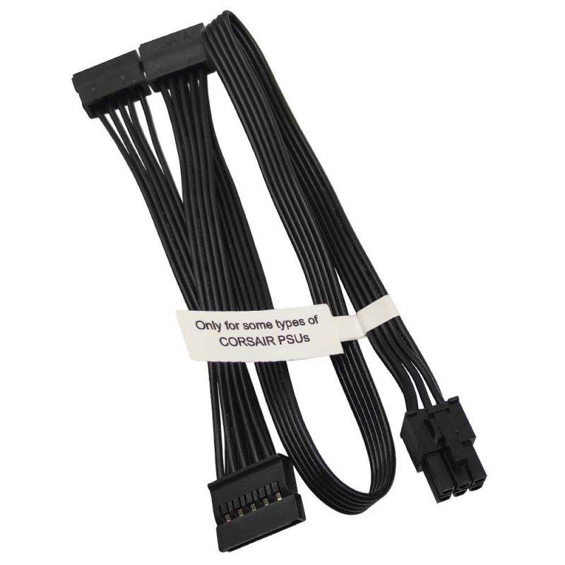 6 Pin to 3X 15 Pin SATA Hard Drive Power Adapter Cable for Some Types of Corsair Modular PSUs 20-in(50cm)