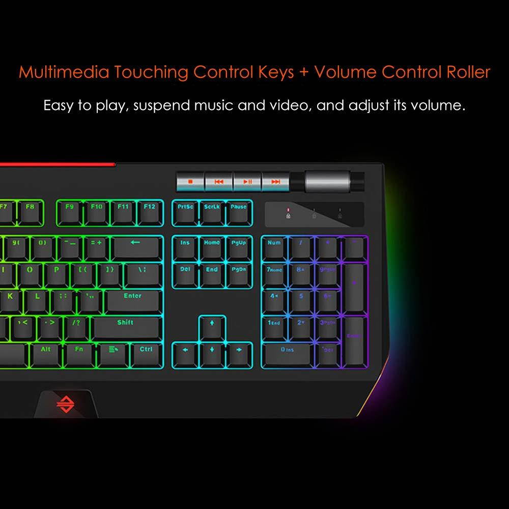 Docooler Mechanical Keyboard USB Wired Gaming Backlit Keyboard with RGB Light Phone Holder Multimedia Roller Programmable 114 Keys for Laptop PC Desktop Computer Gamer Keyboard Ajazz