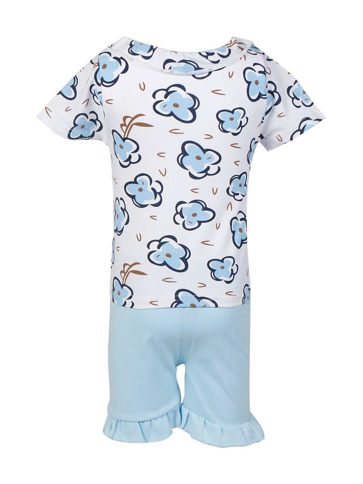 Passion Petals Kids Blue Cotton Printed Top & Shorts